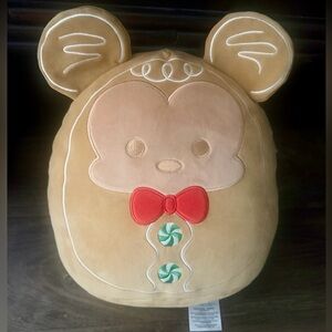 Disney Squishmallows Mickey Plush w/ embroidered bow & peppermint buttons, NWT